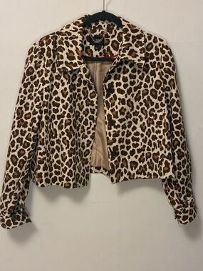 Like New J Crew Collection Leopard Print Cotton Cropped Trench Jacket Size 6